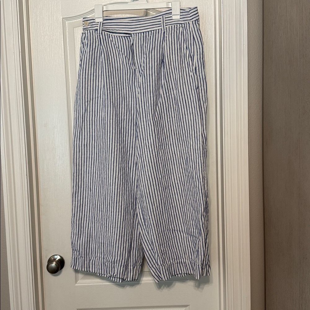 Blue and White Striped Pants